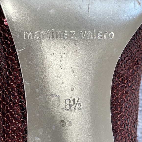 Martinez Valero Whisper Sequin Pumps Heels Peep Toe Brown Sparkle Party 8.5 - Picture 10 of 12